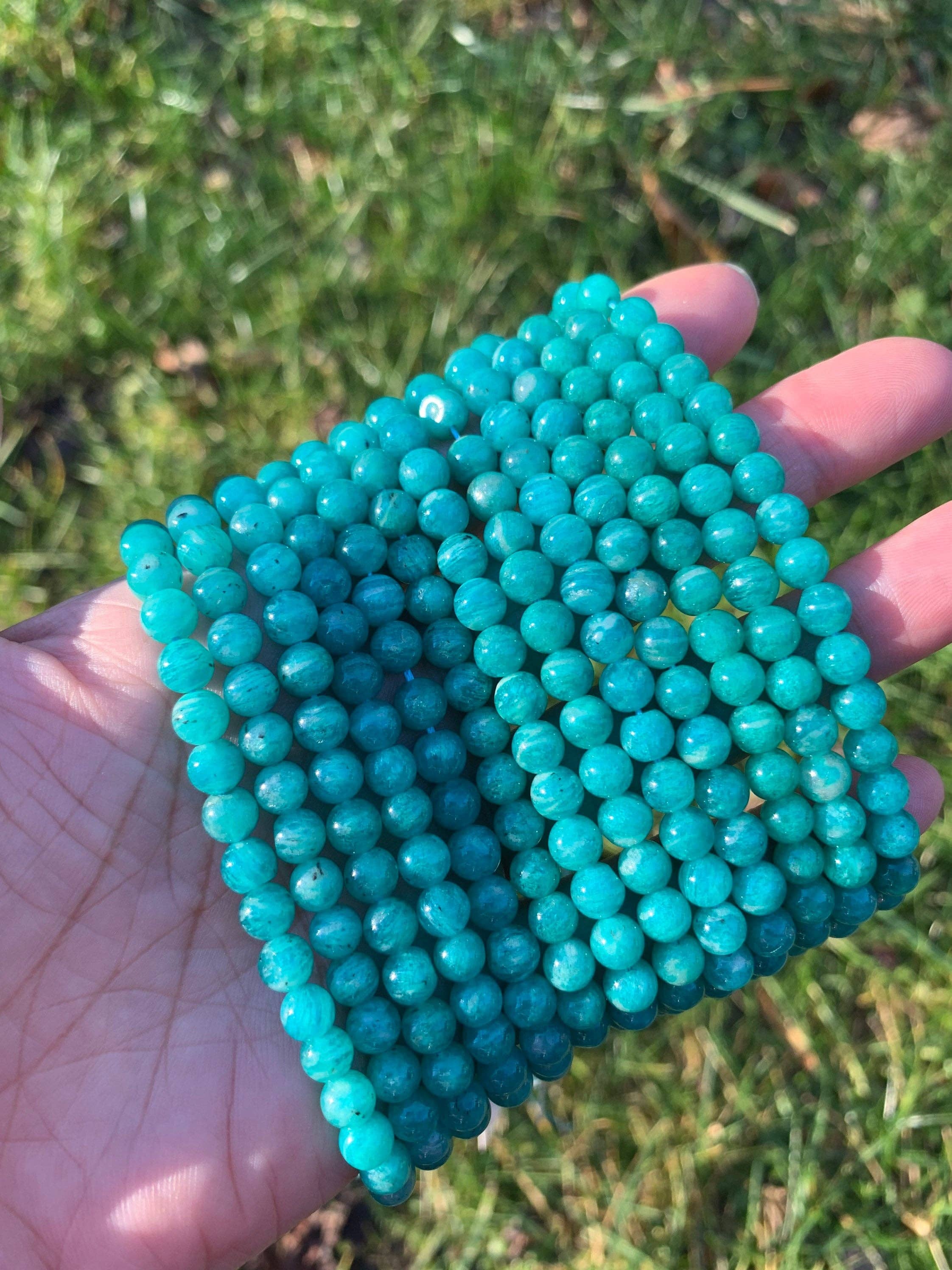 High Quality Genuine Green Blue Russian Amazonite Round Smooth Beads, 5mm/6mm/7mm/9mm Natural Amazonite Beads, 15.5'' Full Strand, SKU#U1202