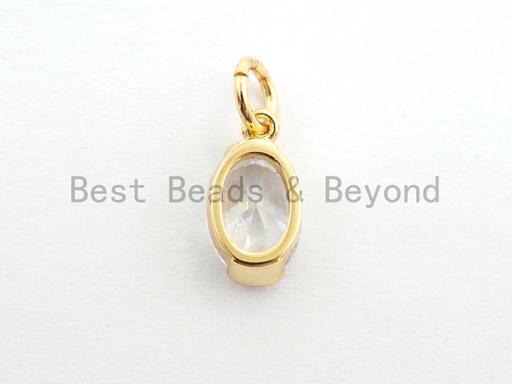 CZ Micro Pave Oval Shape Pendant/Charm, Clear Cubic Zirconia Charm, Necklace Bracelet Charm Pendant,6x11mm,sku#Y160