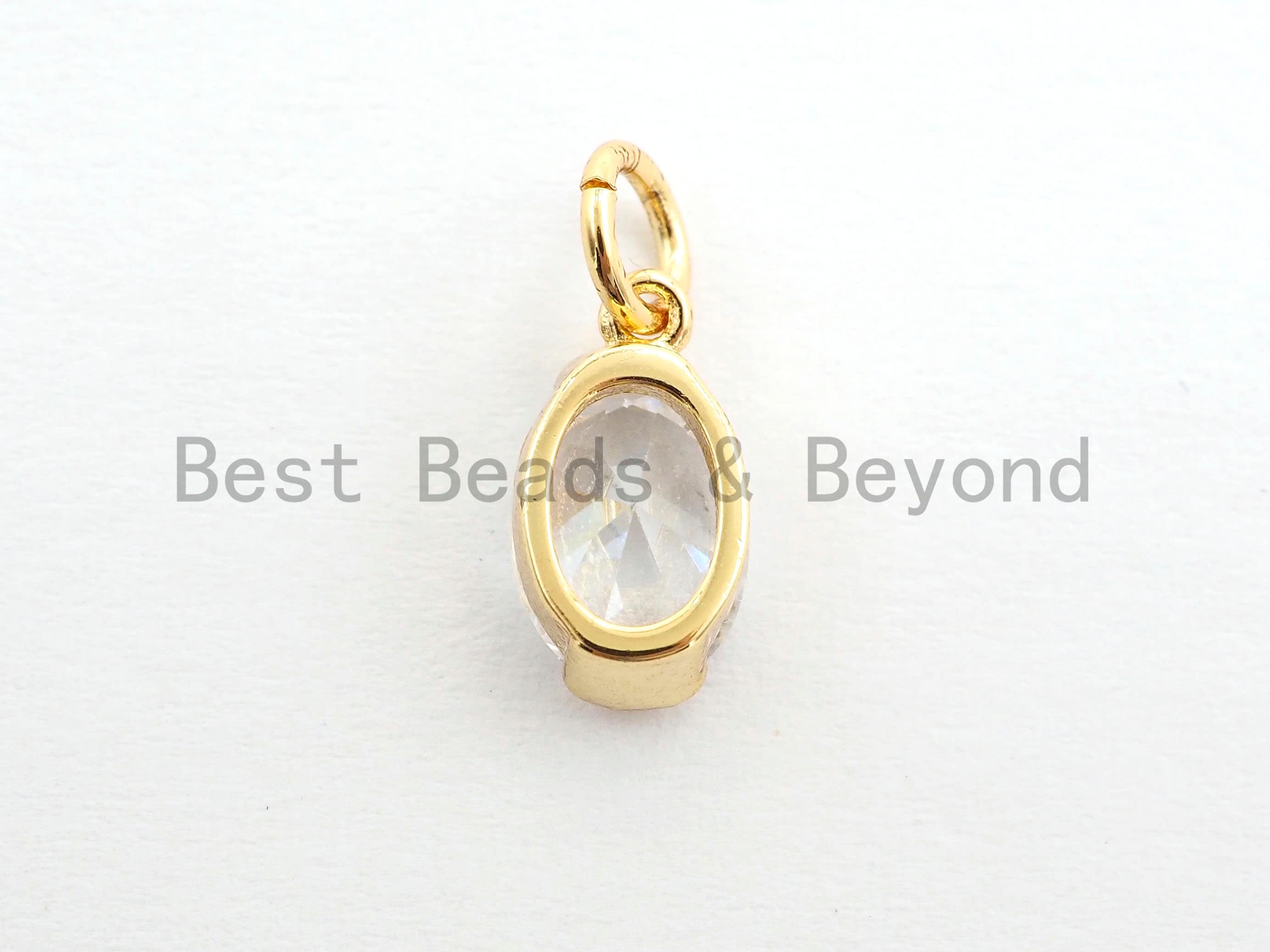 CZ Micro Pave Oval Shape Pendant/Charm, Clear Cubic Zirconia Charm, Necklace Bracelet Charm Pendant,6x11mm,sku#Y160