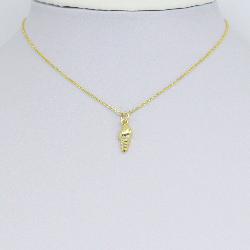 Plain Gold Sea Snail Shell Charm Pendant, Sku#LD686