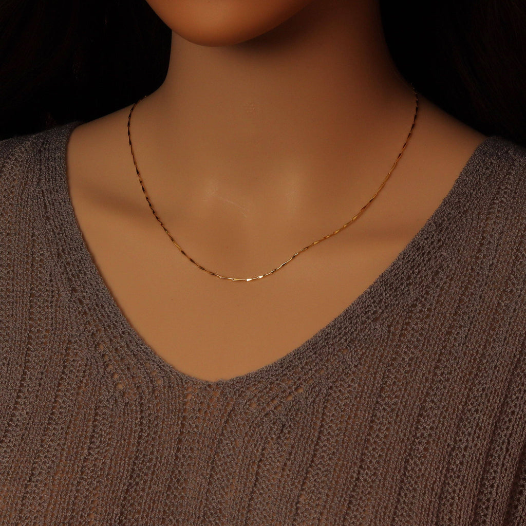 Dainty Gold Triangle Chain Necklace, Sku#LD542