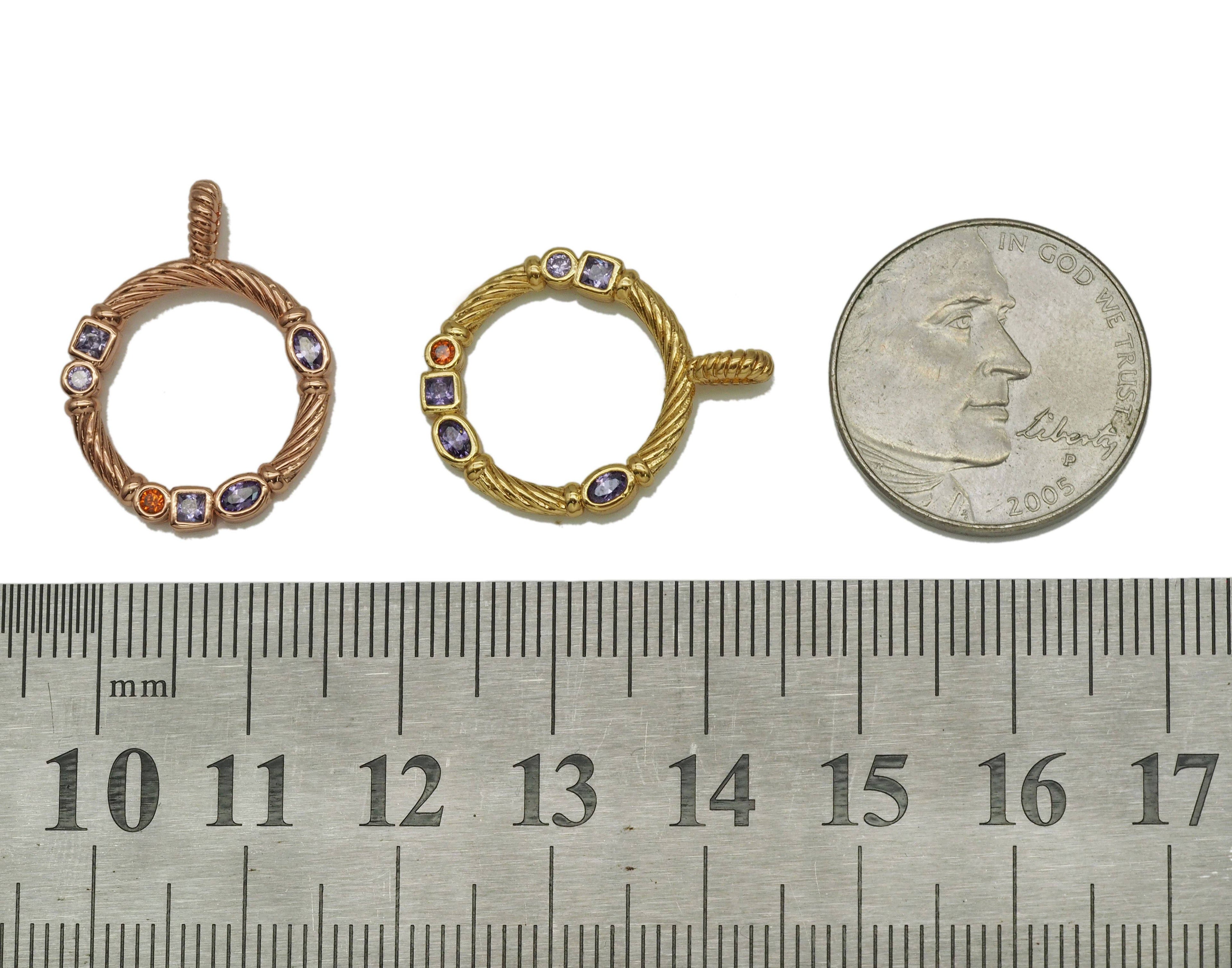 CZ Round Ring Charm, Sku#FH194