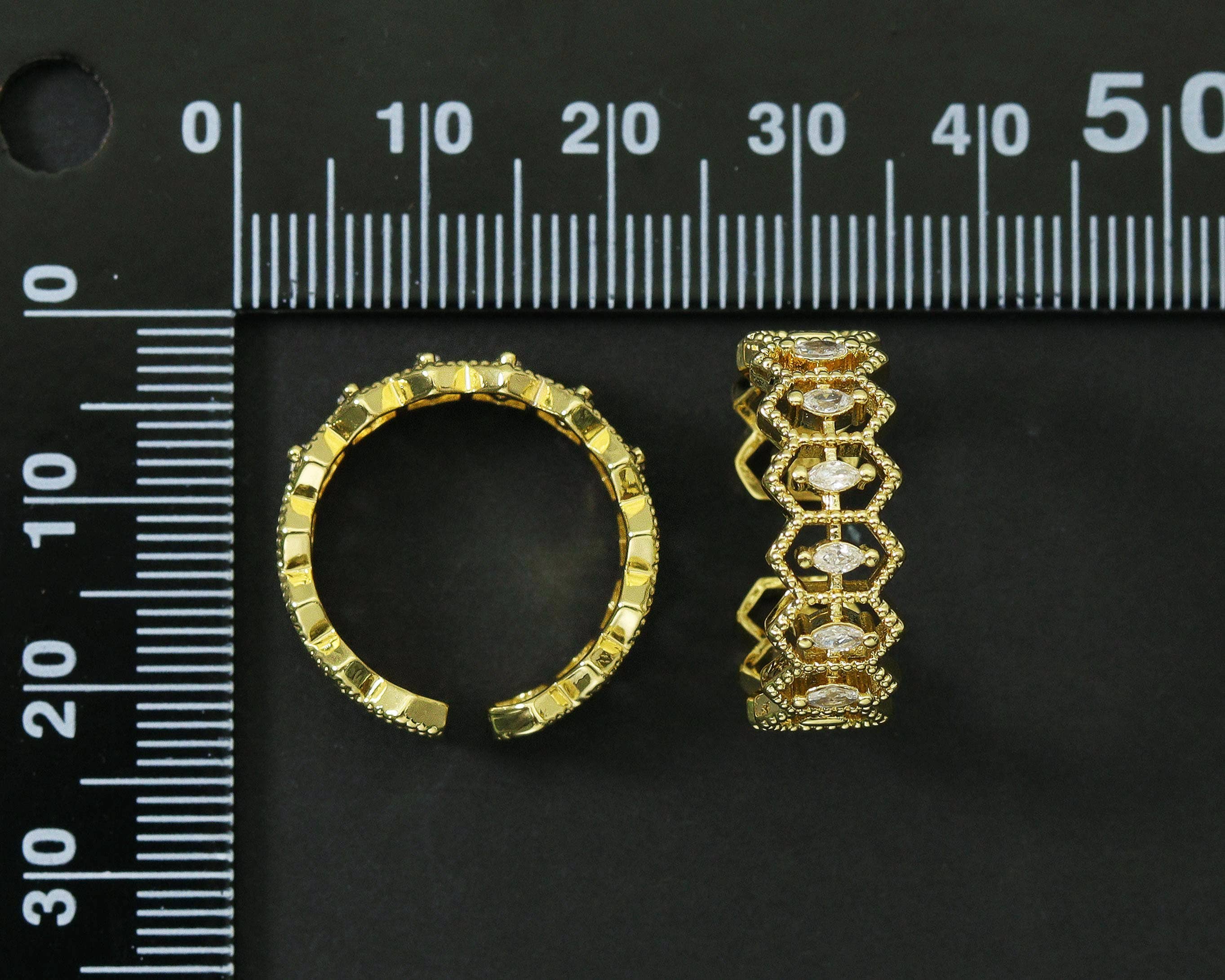 CZ Hexagon Adjustable Ring, Sku#LD207