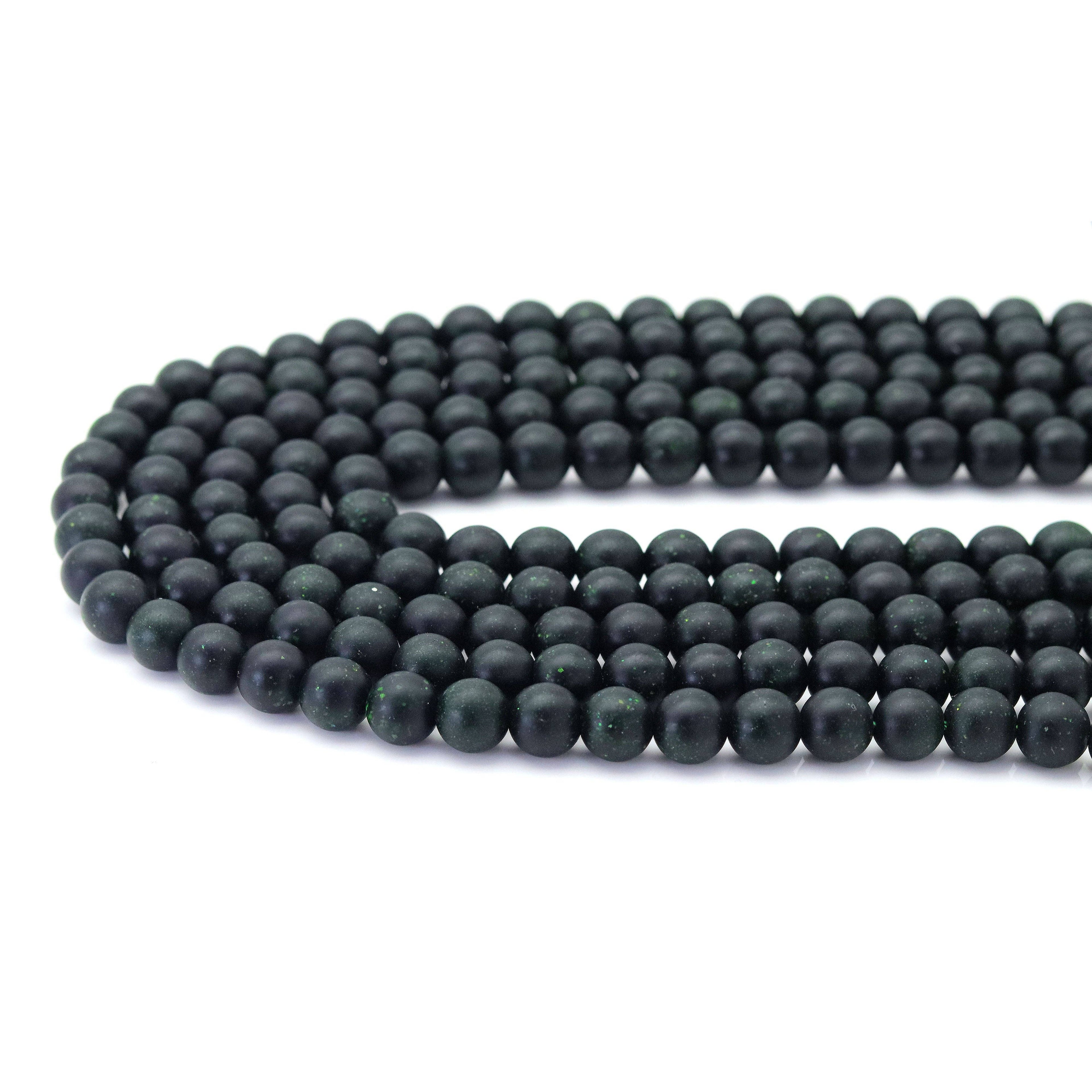 Matt Green Goldstone Round Smooth Beads, Sku#U1785