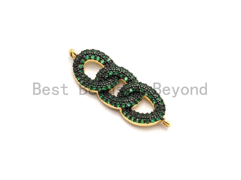 Rainbow CZ Micro Pave Chain Link Connector for Bracelet/Necklace, Link Connector, Spacer Connector, 9x28mm,sku#E433C