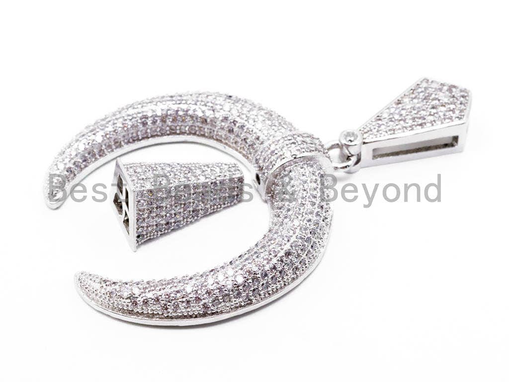CZ Micro Pave Double Horn Pendant with Diamond Bail,SKU#L226