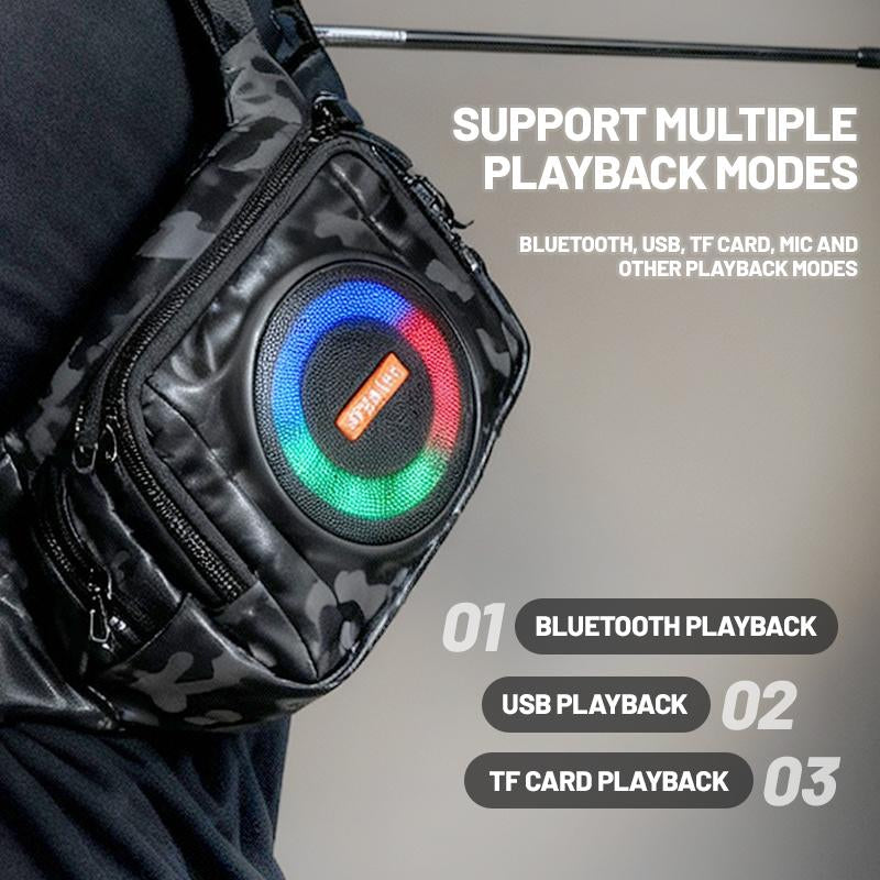 Trendy Outdoor Speaker Backpack, Portable Bluetooth Audio, Storage Space, Charging Power & FM Player – Designed for Camping, Hiking & Adventure Trips