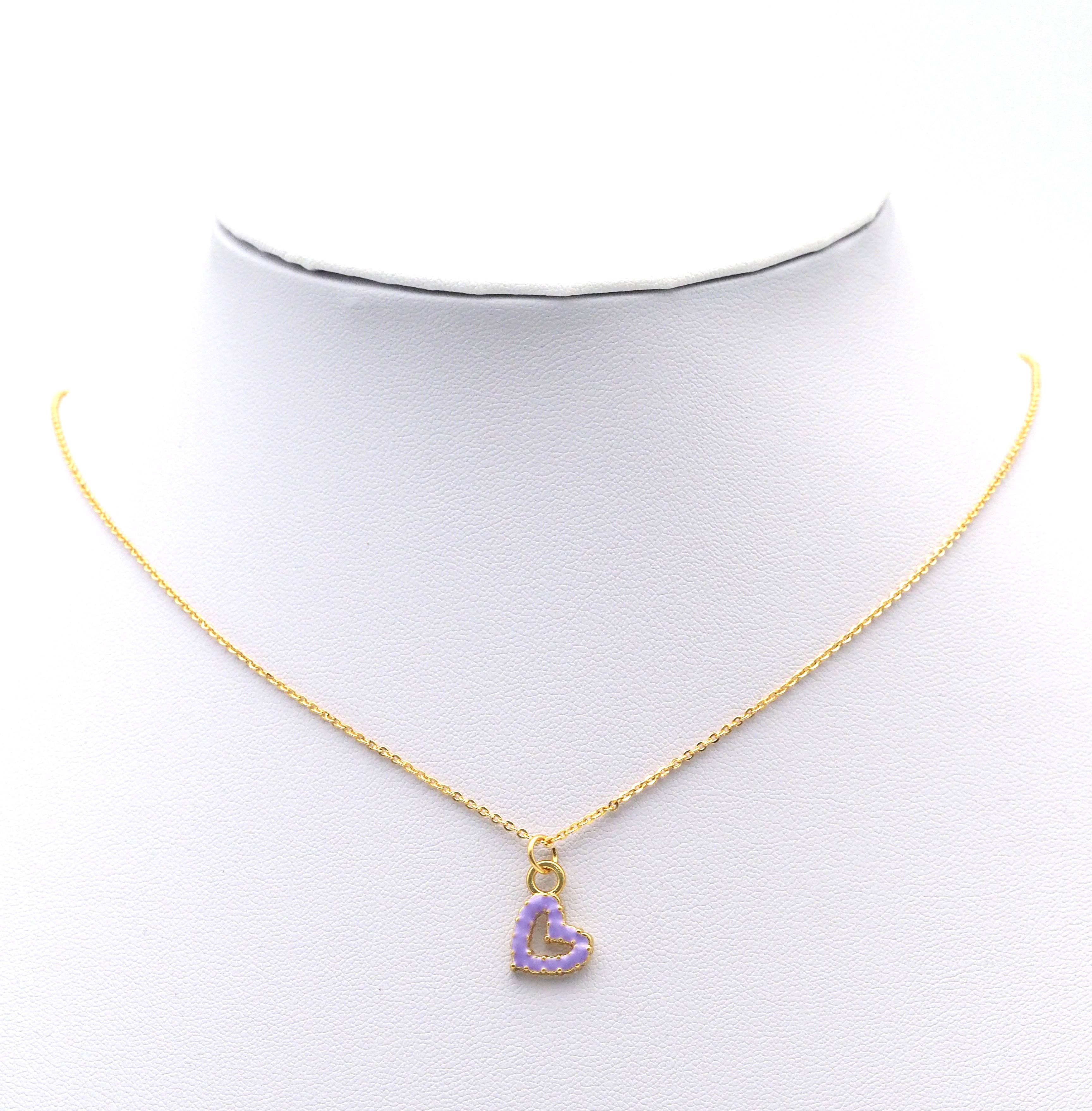 CZ Gold Colorful Enamel Open Heart Charm, Sku#B334C