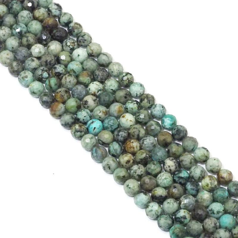Genuine African Turquoise Round Faceted Beads, 8mm, Sku#U1514