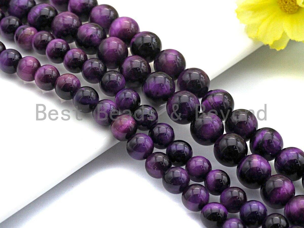Purple Tiger Eye Attachment Necklace with Large CZ Pave Gunmetal clasp, 16/18 long, sku#D38