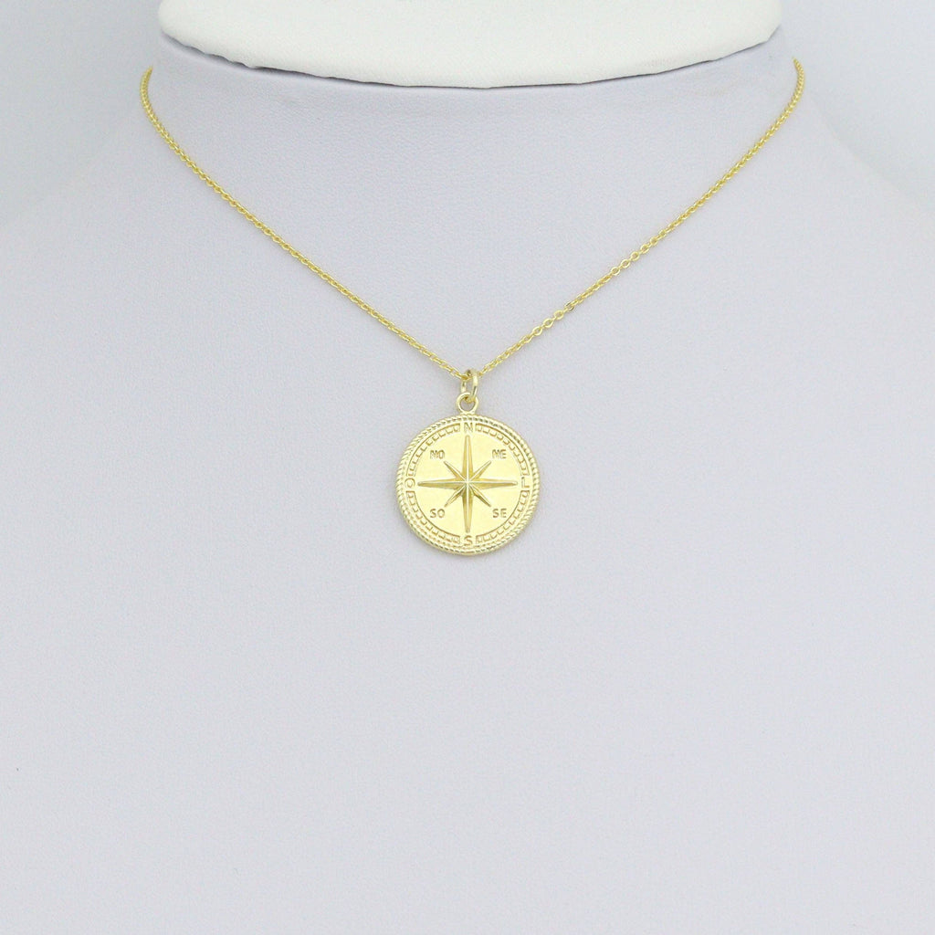 Gold North Star Compass Charm Pendant, Sku#L721