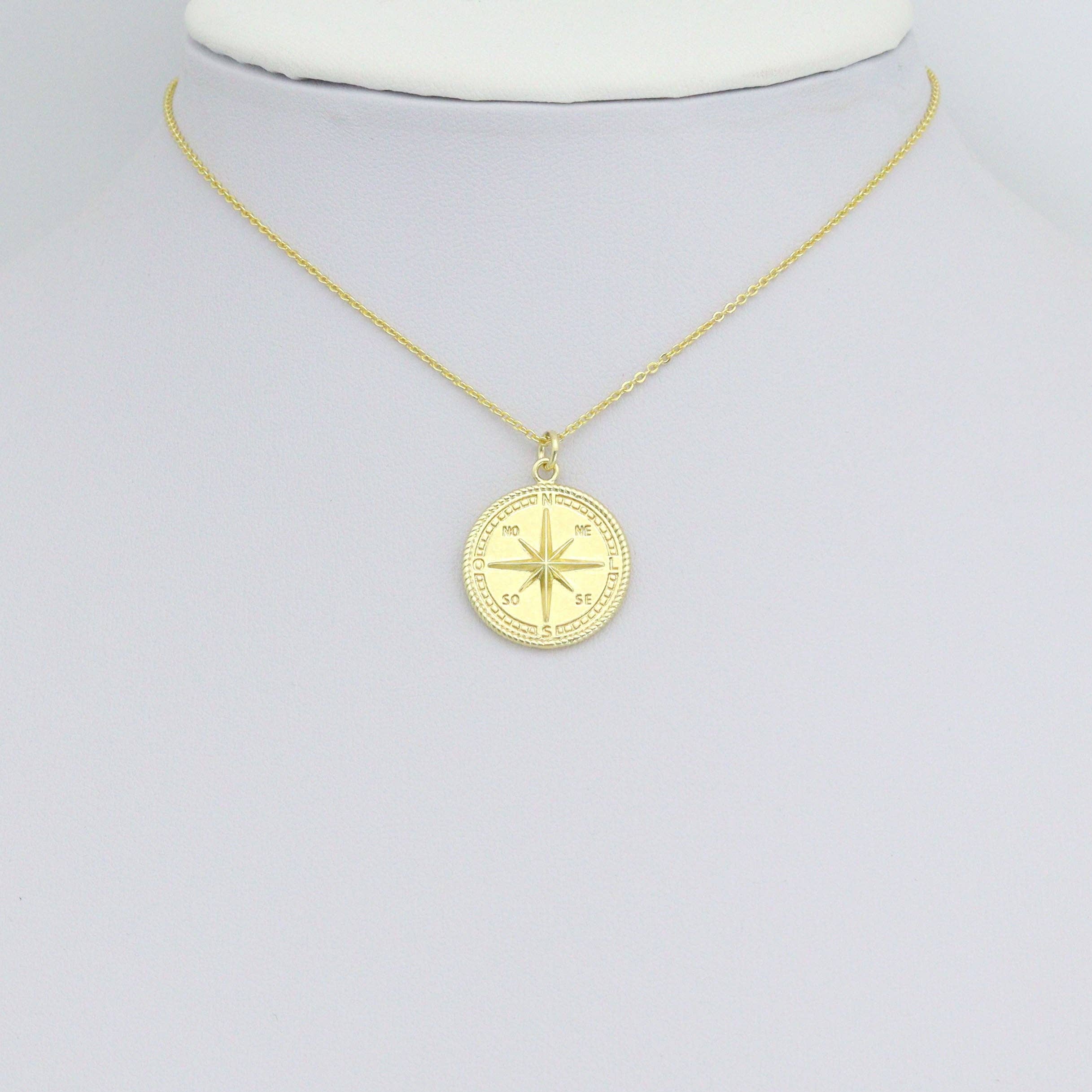 Gold North Star Compass Charm Pendant, Sku#L721