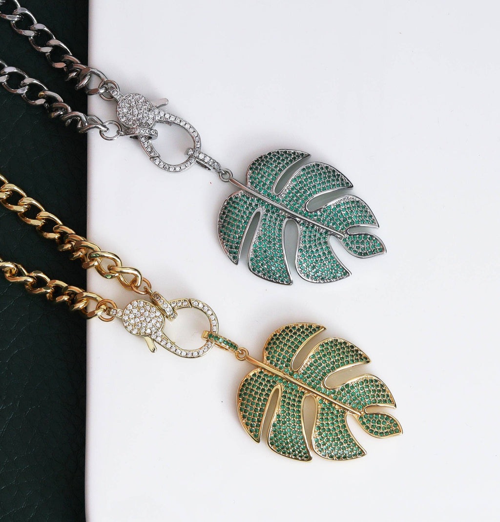 Collier Chaîne Cubaine Feuille, réf. CL08