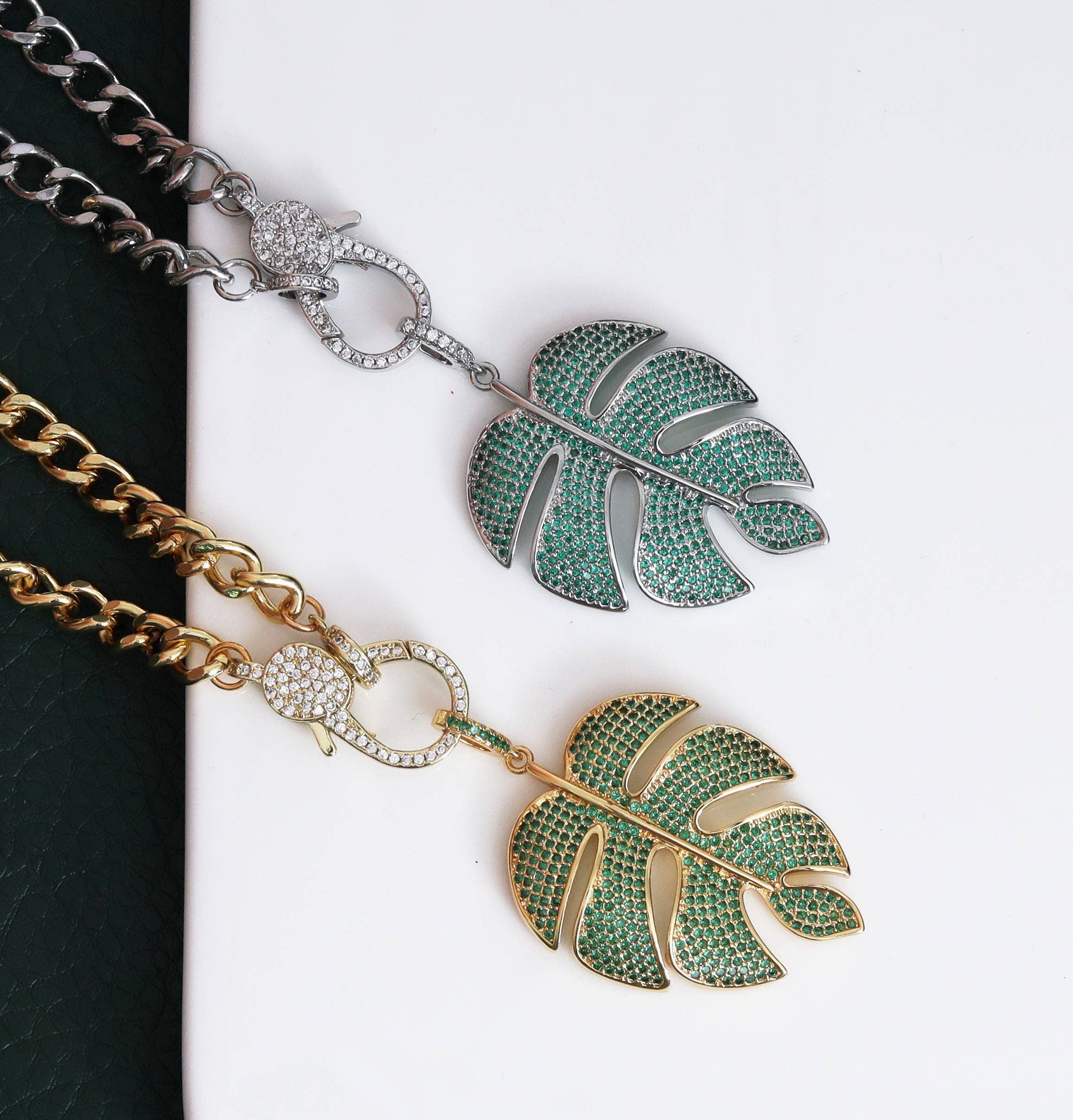 Collier Chaîne Cubaine Feuille, réf. CL08