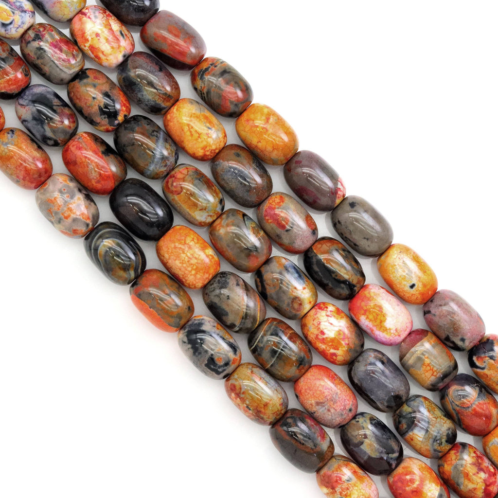 13x18mm Brown Orange Agate Drum Shape Beads, Sku#U1792