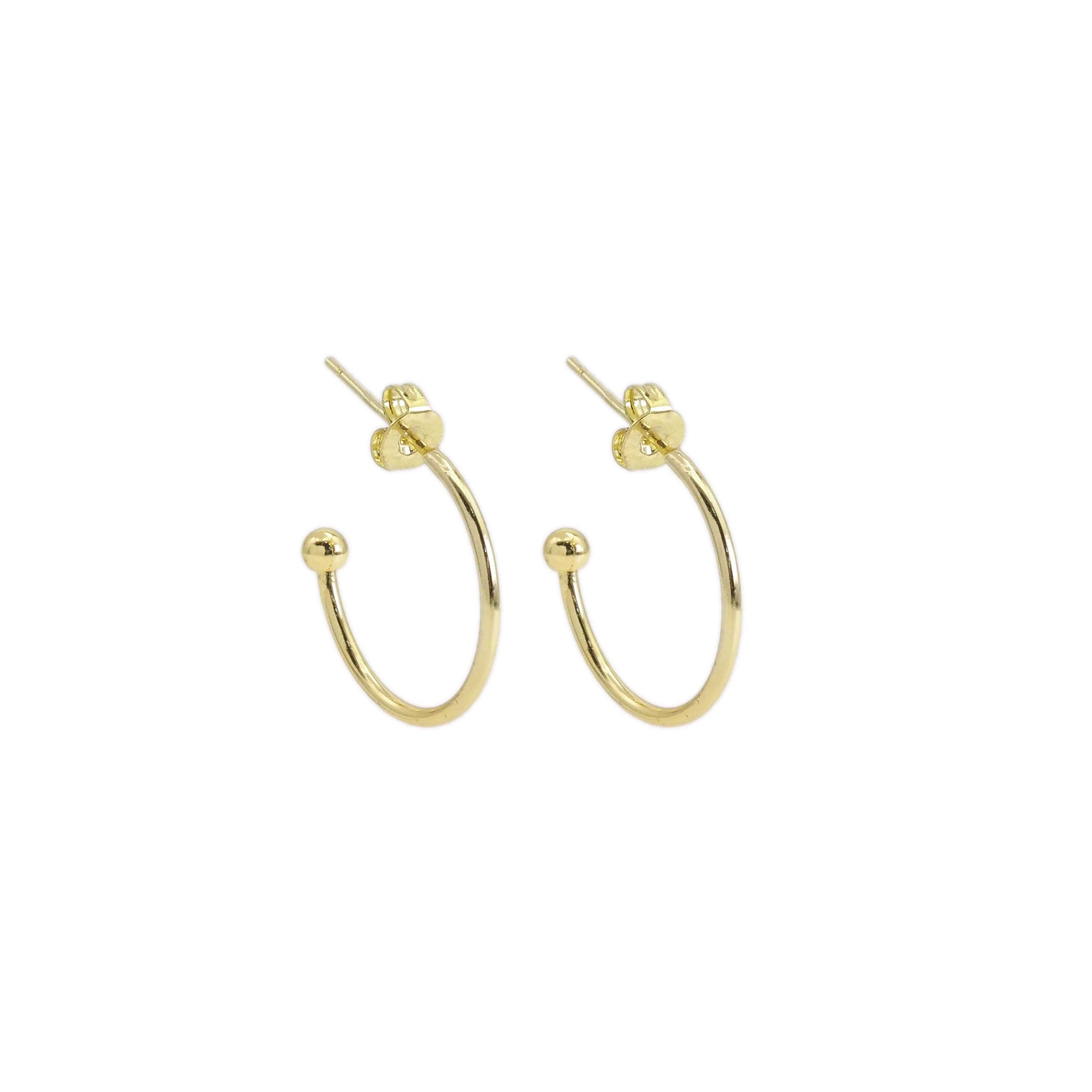 Gold hoop with ball end Earrings, Sku#LX385