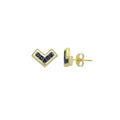 Black CZ Triangle Heart Stud Earrings, Sku#LK999