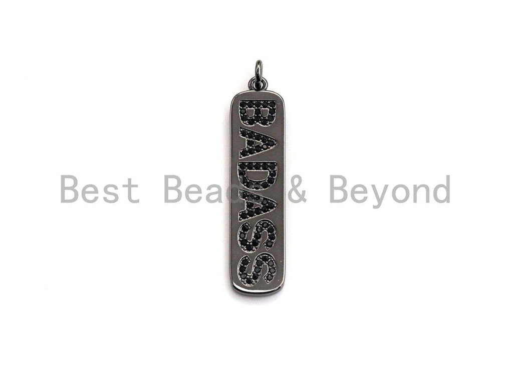 CZ Badass Micro Pave Long Bar Alphabet Pendant, Cubic Zirconia Strip Pendant, Micro pave letter pendant, 9x27mm, sku#X137