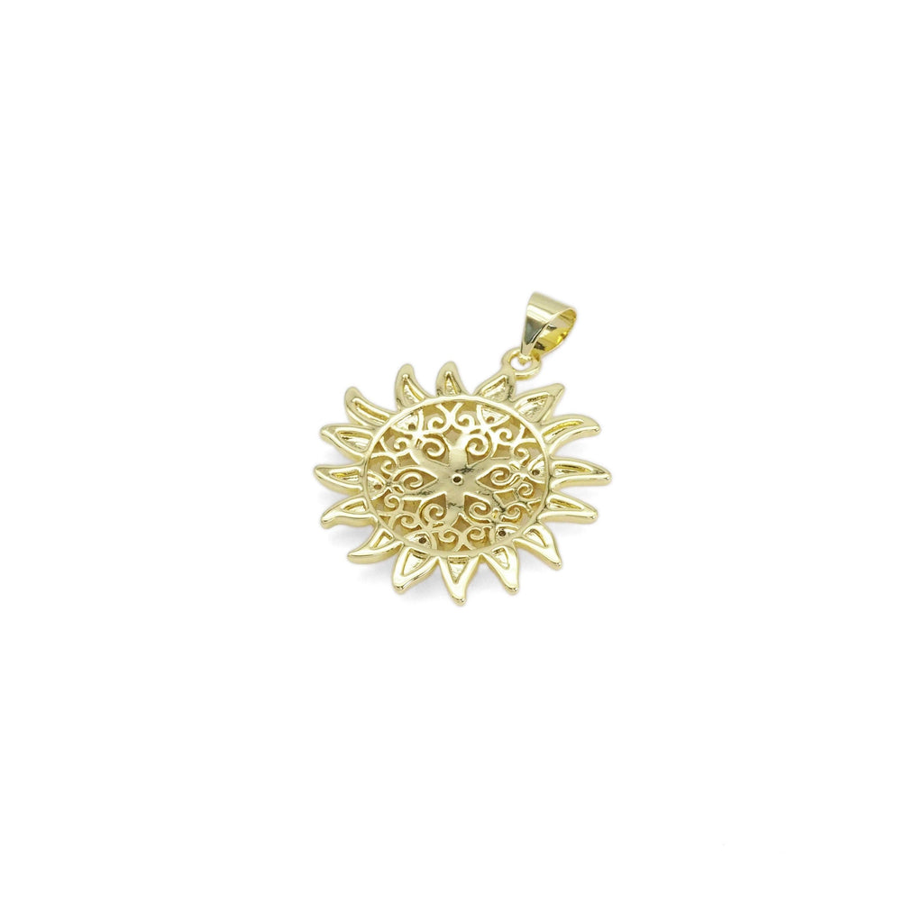 Clear CZ Filigree Flower Sun Charm, Sku#LX370