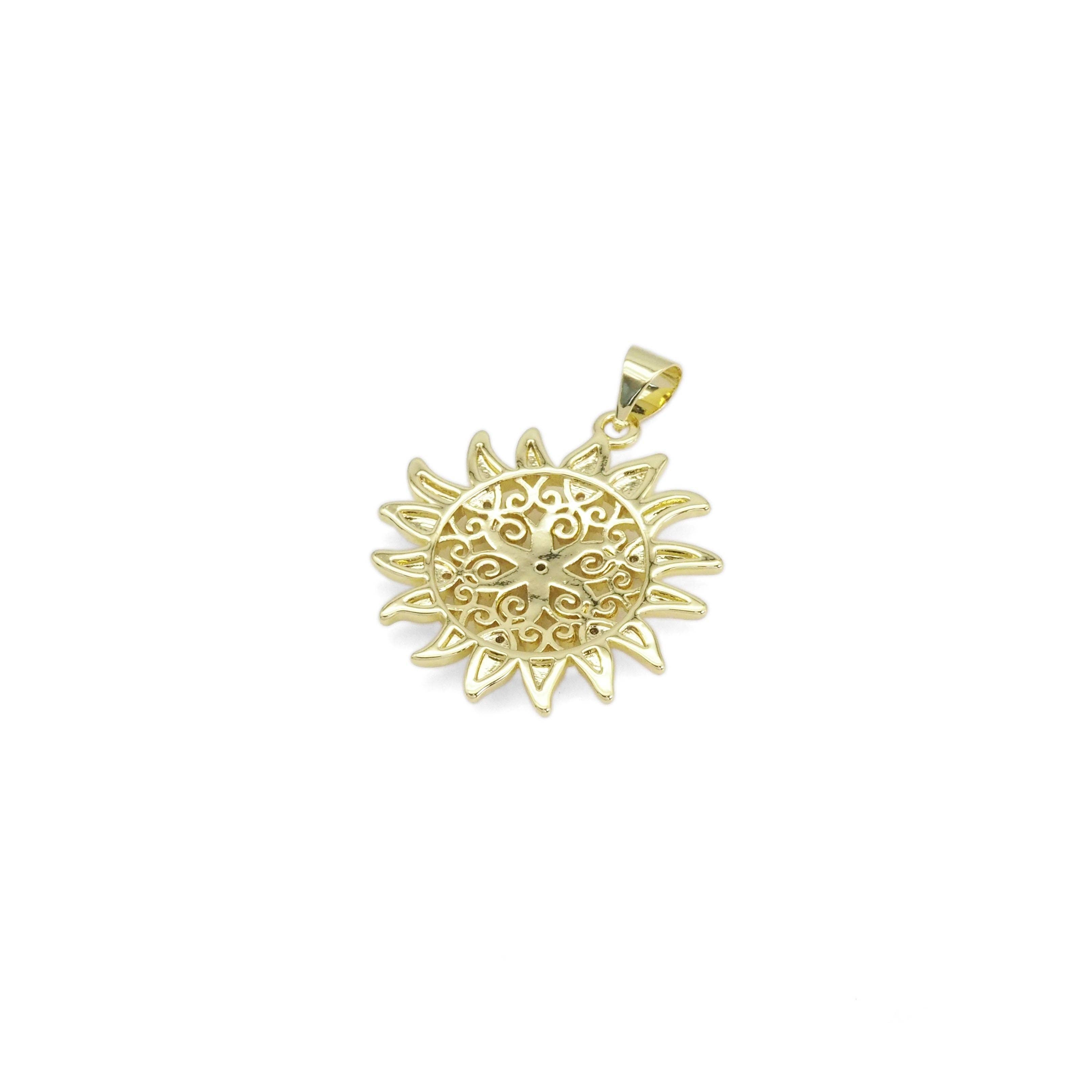 Clear CZ Filigree Flower Sun Charm, Sku#LX370