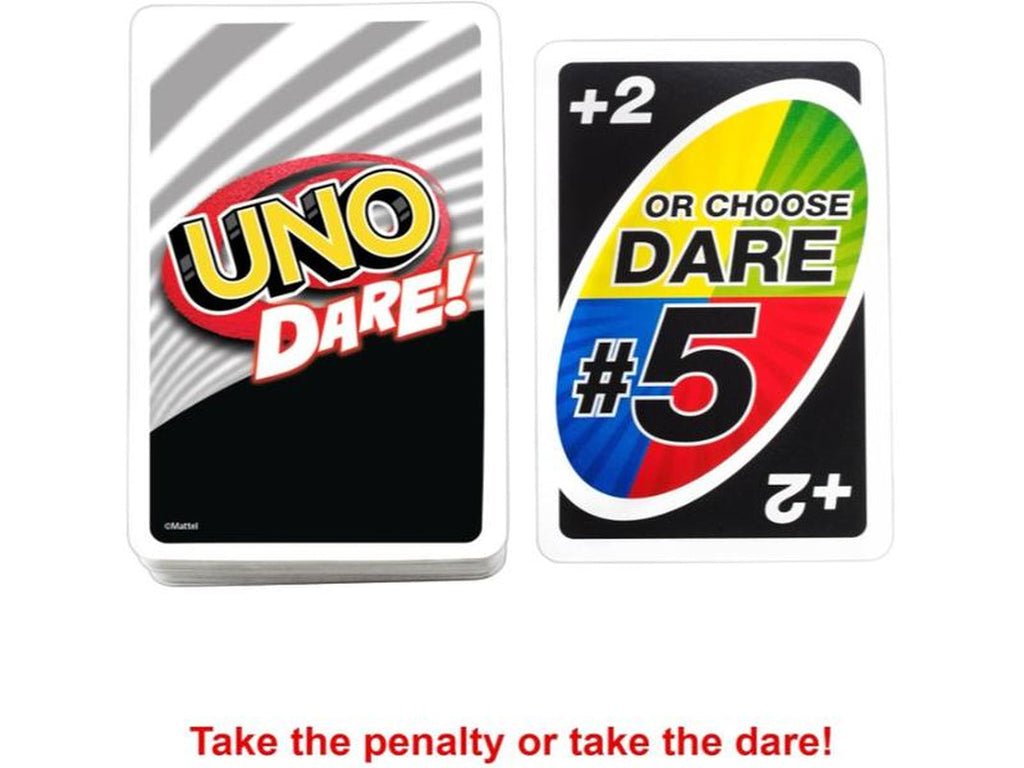 Mattel Games UNO Dare Card Game for Families & Parties Featuring Challenging & Silly Dares from 3 Different Categories
