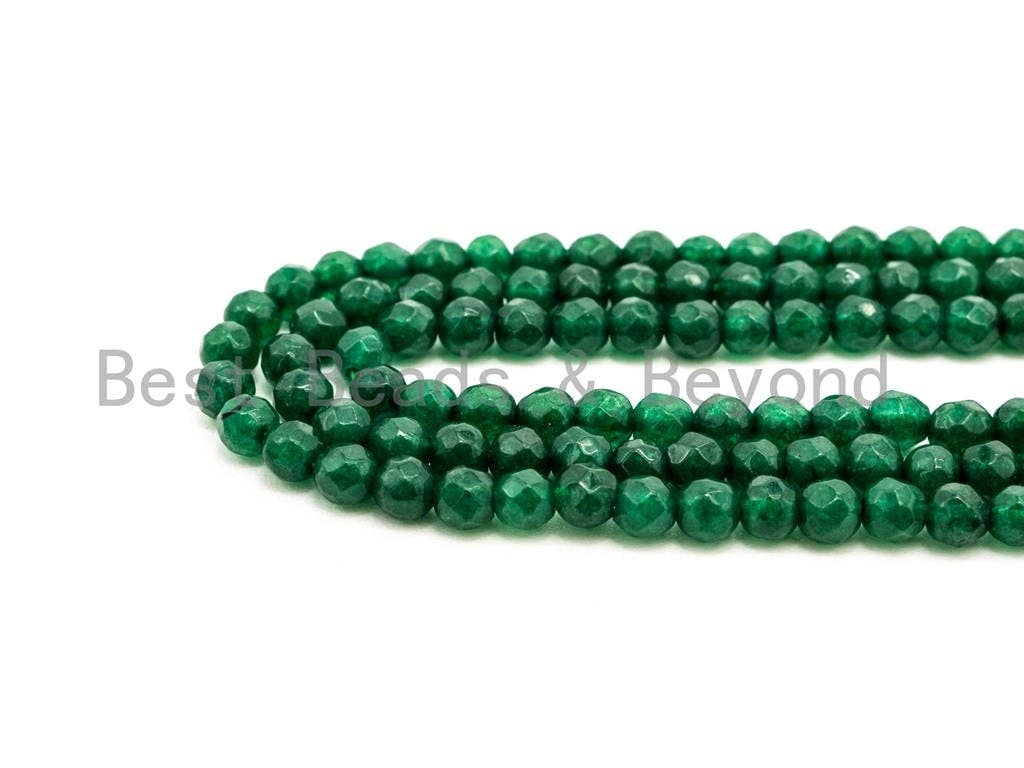 Emerald Jade beads,3mm/4mm Faceted Round Green Jade beads, Green Gemstone Beads, 15.5inch strand, SKU#U128