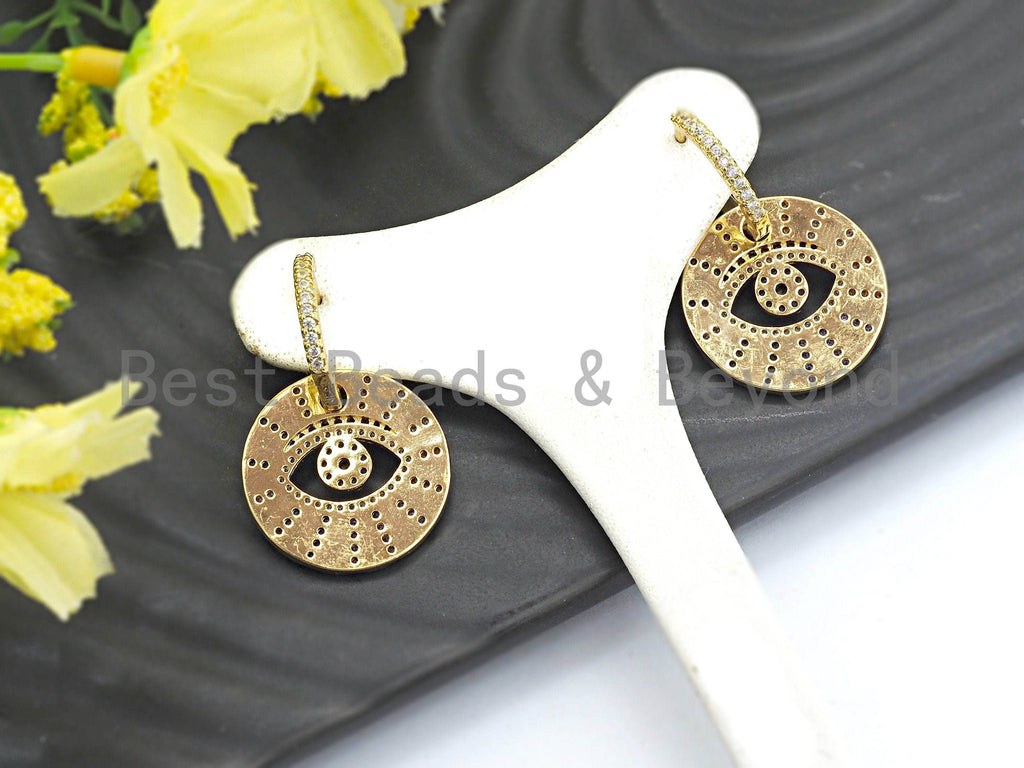 CZ Evil Eye Dangle Earrings, Sku#J58