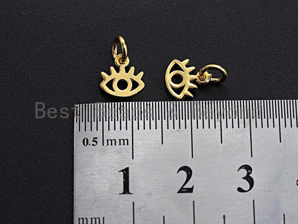 Hollow Out Evil Eye Long eyelash Shape Pendant/Charm, Evil Eye Cubic Zirconia Pendant,24K Gold Tone,7x8mm,Sku#Z591
