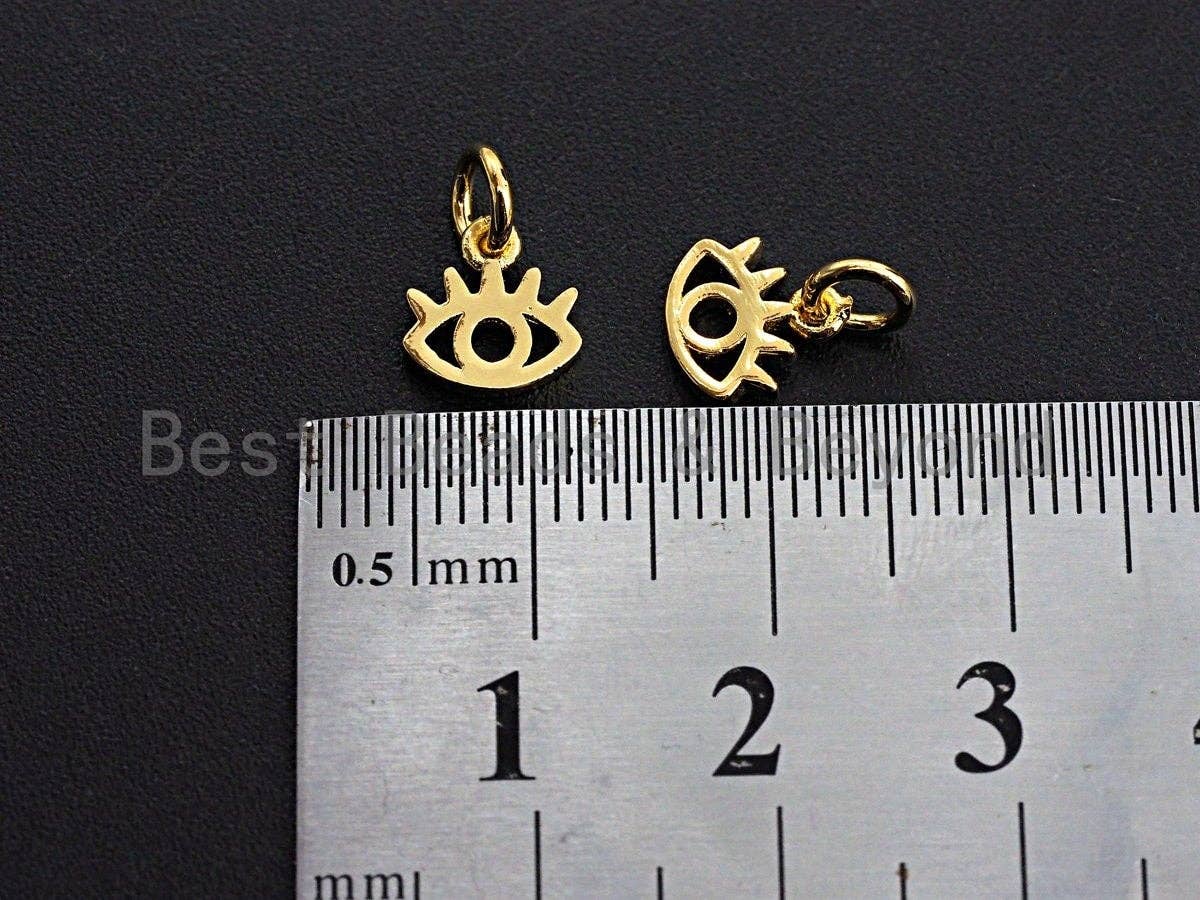 Hollow Out Evil Eye Long eyelash Shape Pendant/Charm, Evil Eye Cubic Zirconia Pendant,24K Gold Tone,7x8mm,Sku#Z591