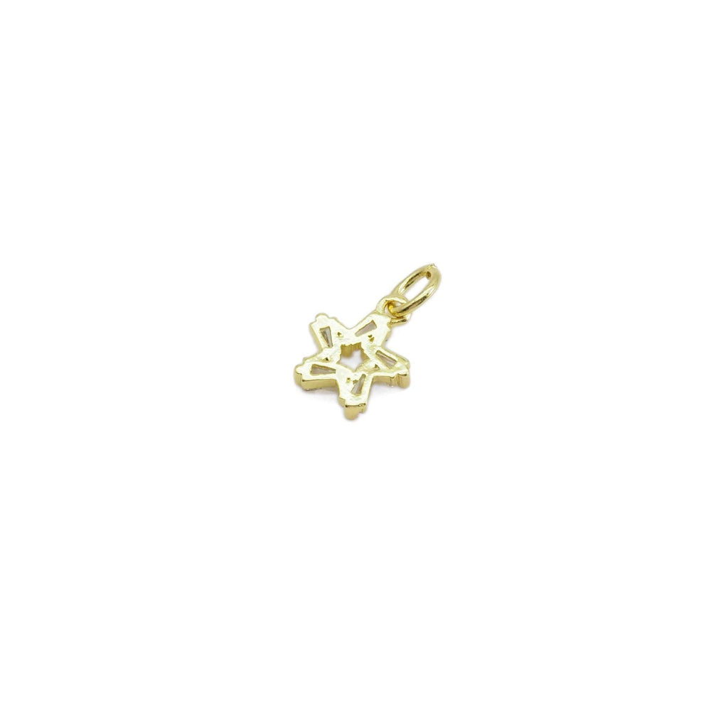 Baguette CZ Gold Star Charm, Sku#Y873