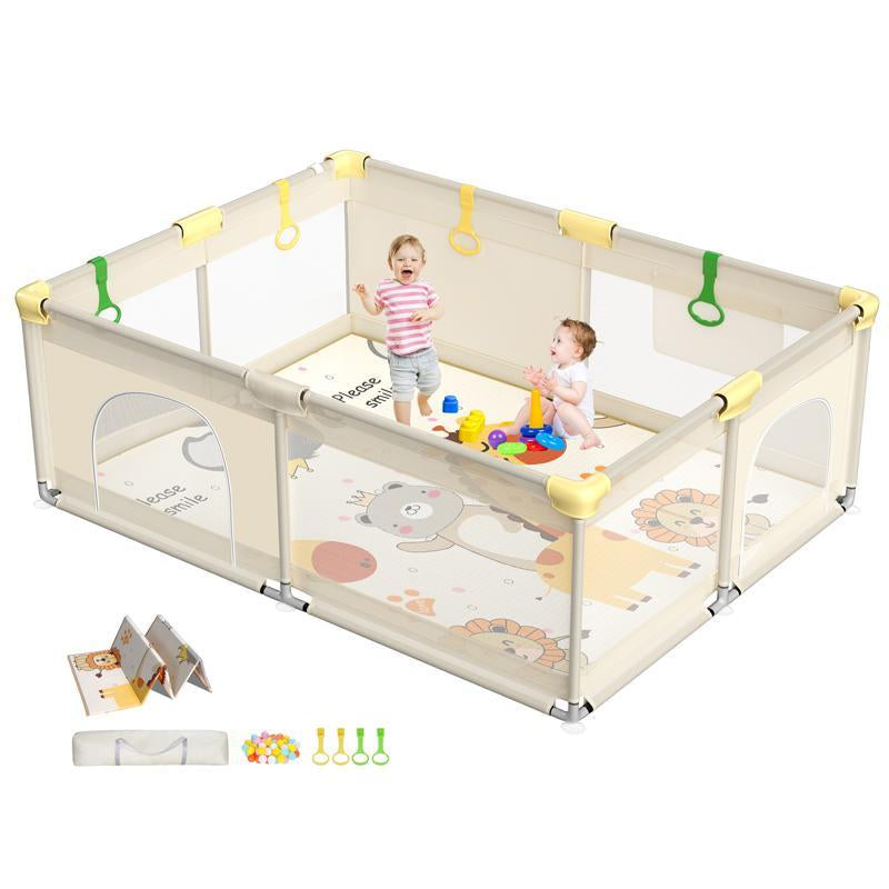 Cozibb BP01 Baby Playpen with Mat, 71" × 59" Extra Large Playpen for Babies and Toddler, Baby Fence Play & Sleep Area for Indoor & Outdoor