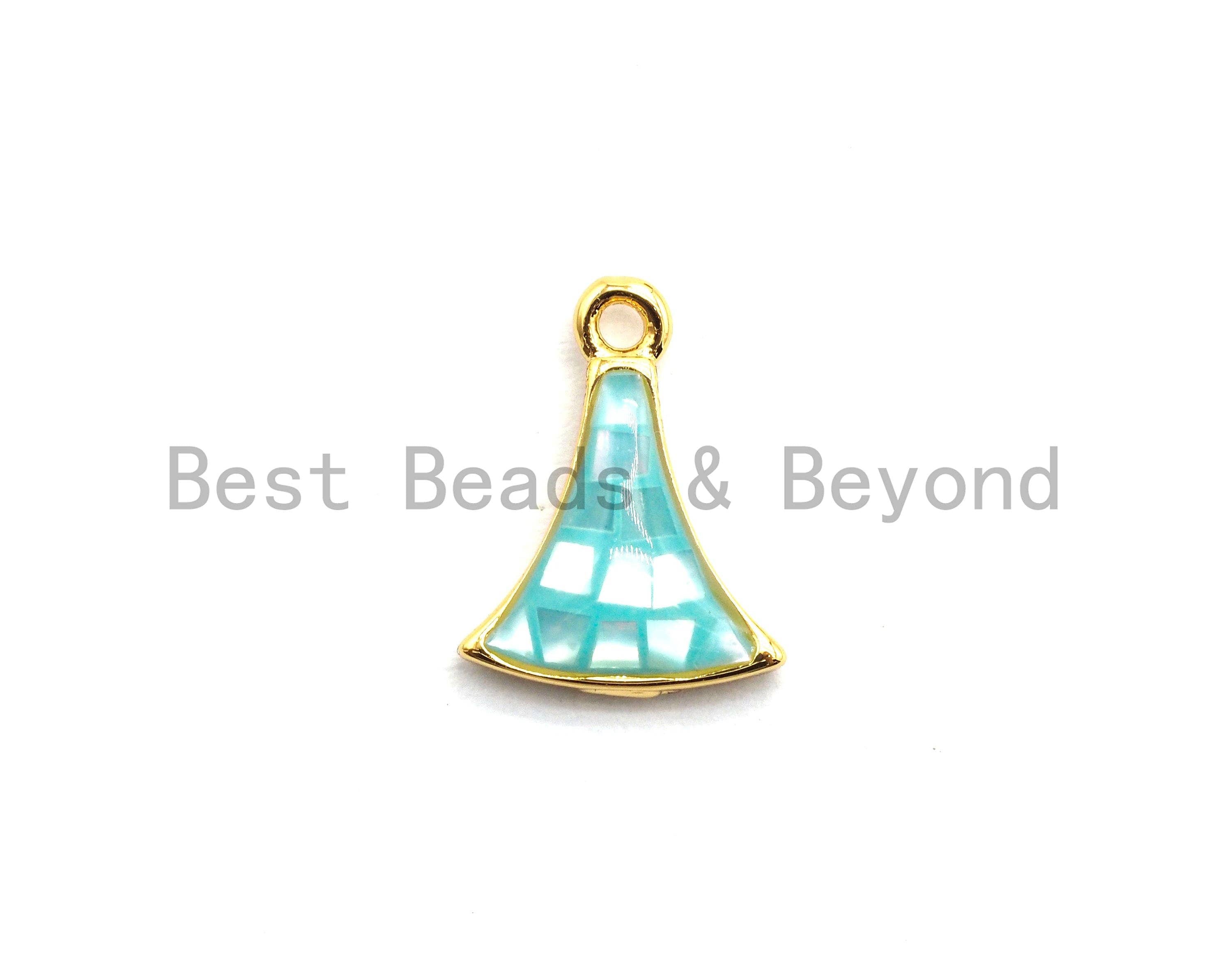 100% Natural Aqua Blue Fan-Shaped Shell Charm, Blue Color Shell Beads, Natural Shell Charms, Shell Pearl Jewelry,  9x12mm,SKU#Z302