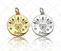 CZ Micro Pave Heart Arrows Eye Star Coin Charm,Sku#L417