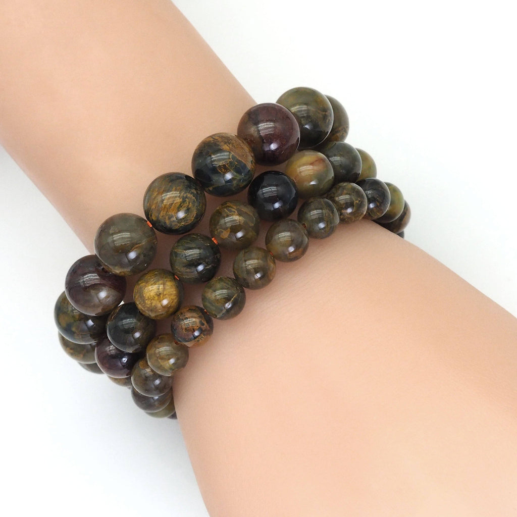 Genuine Pietersite Round Smooth Stretchy Bracelet, Sku#EF411