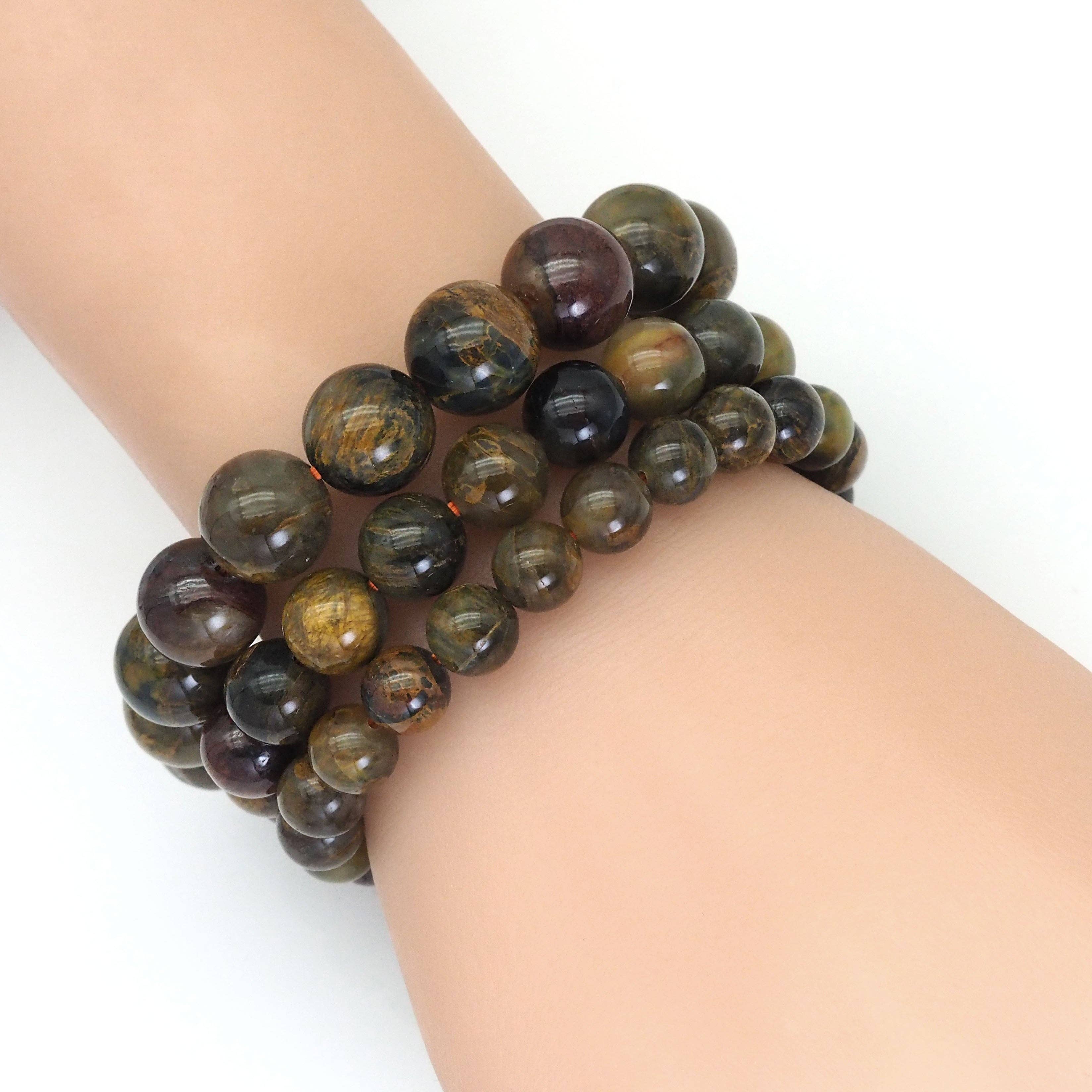 Genuine Pietersite Round Smooth Stretchy Bracelet, Sku#EF411