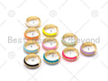 CZ Micro Pave Colorful Enamel Band Adjustable Ring, Sku#X251
