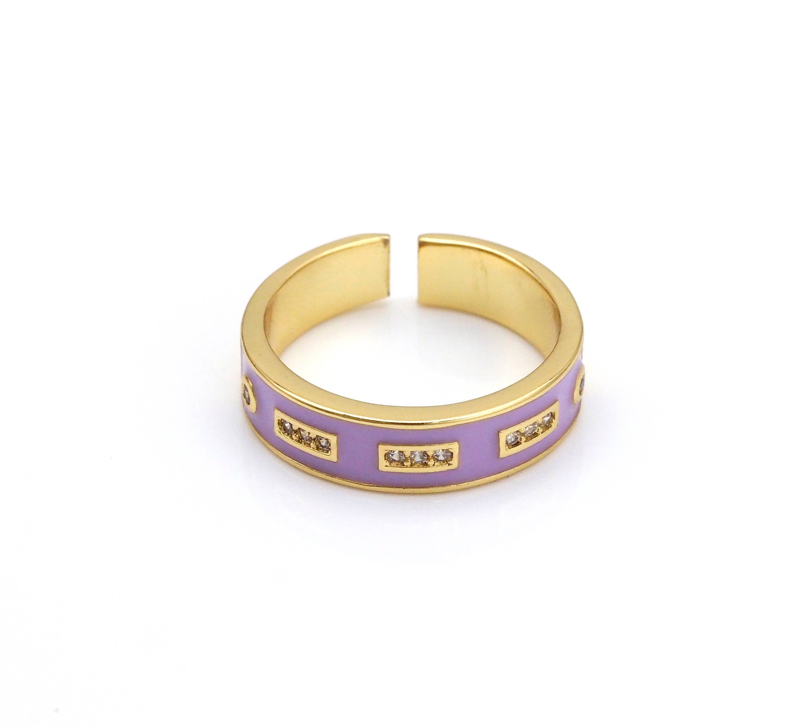 Colorful Enamel CZ Line Medium Band/Stacked Ring