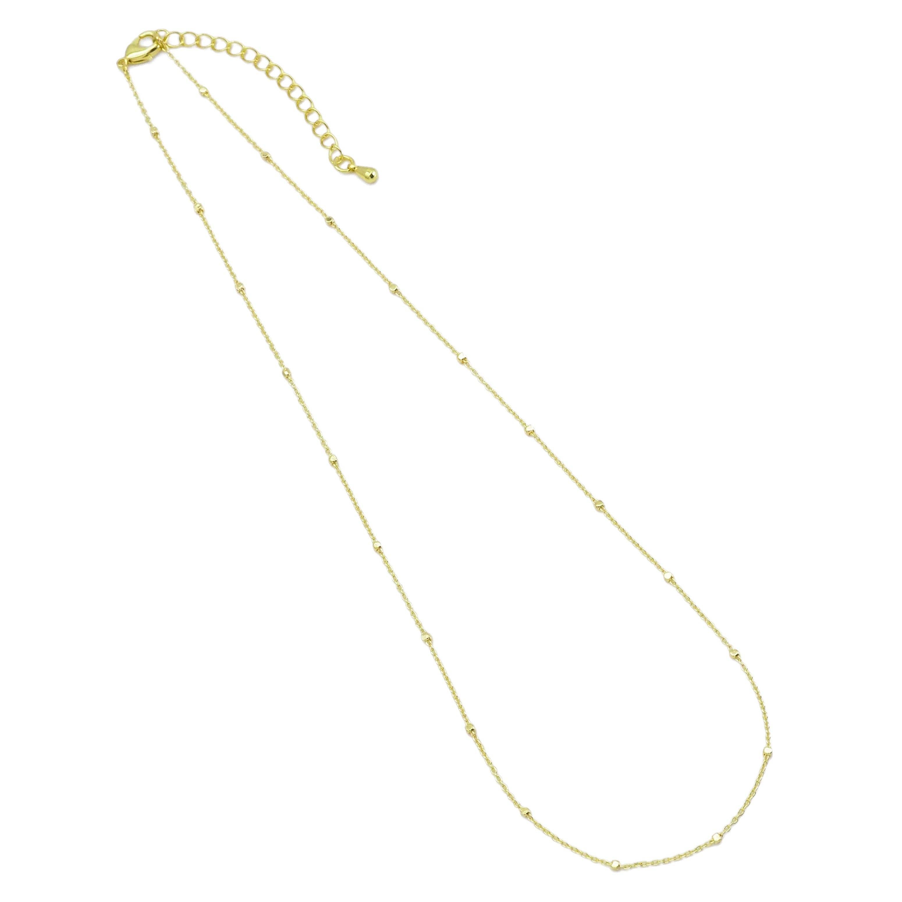 Gold Dainty Cube Chain Necklace, Sku#EF511