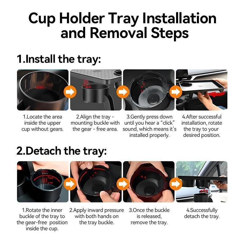 Car Cup Holder, Dual-Slot Design Seat Cup Holder, In-Car Beverage & Snack Storage Accessory, Automotive Organizer, Center Console Storage Box, Vehicle Organization Supplies, Rotating Cup Holder & Tray Extender
