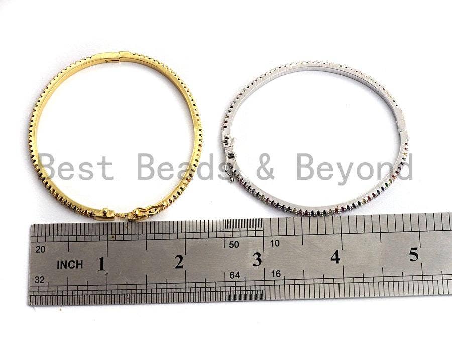 Colorful CZ Thin Bangle Bracelet, Sku#X41