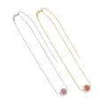 Gold Silver Chain Pink Planet Ball Pendant Necklace, Sku#A212