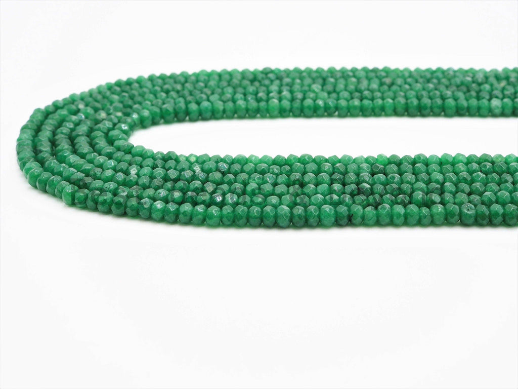 2x3mm/2x4mm Dyed Emerald Jade beads, Faceted Rondelle Green Jade beads, Green Gemstone Beads, 15.5inch strand, SKU#U325