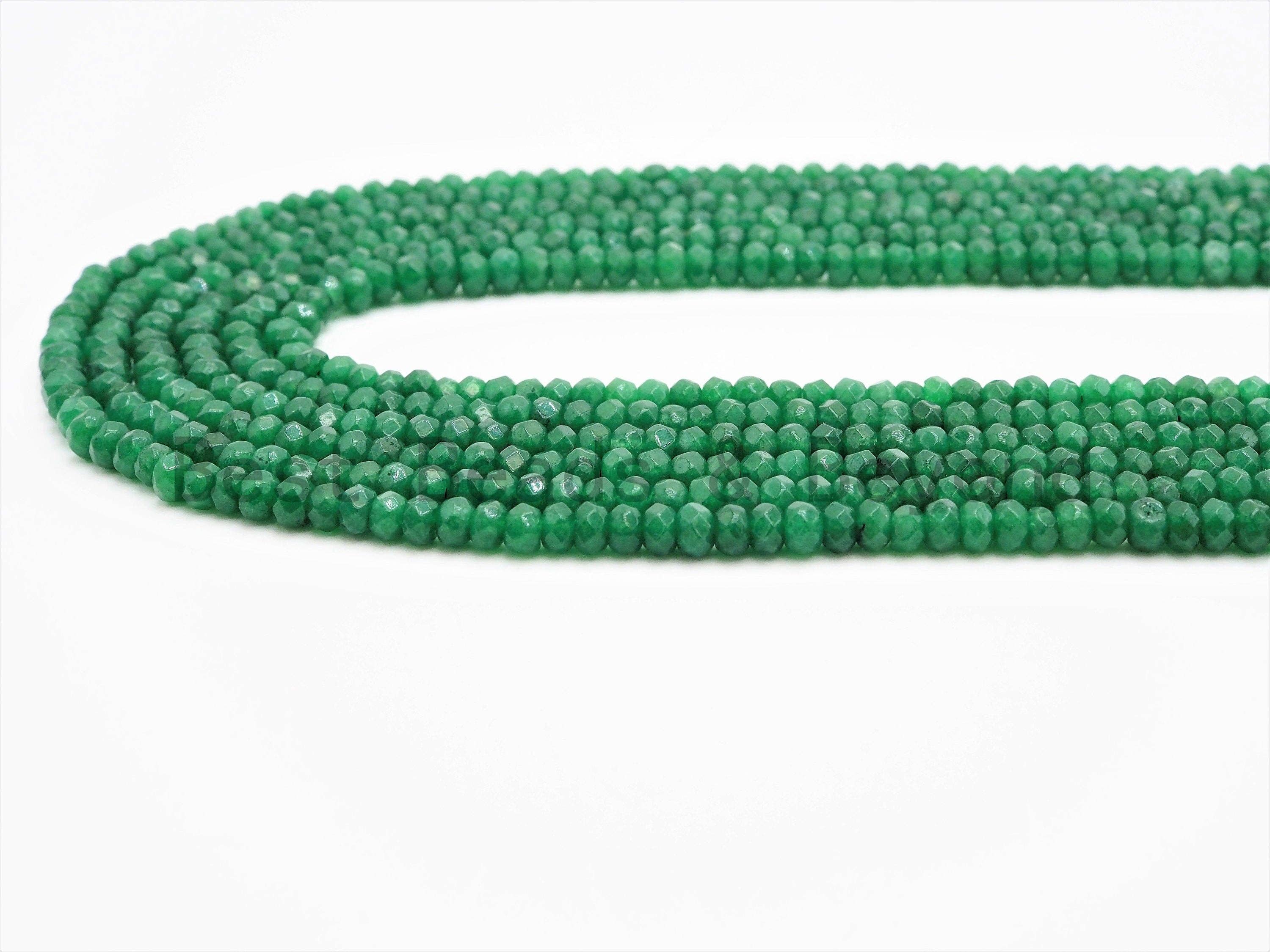 2x3mm/2x4mm Dyed Emerald Jade beads, Faceted Rondelle Green Jade beads, Green Gemstone Beads, 15.5inch strand, SKU#U325