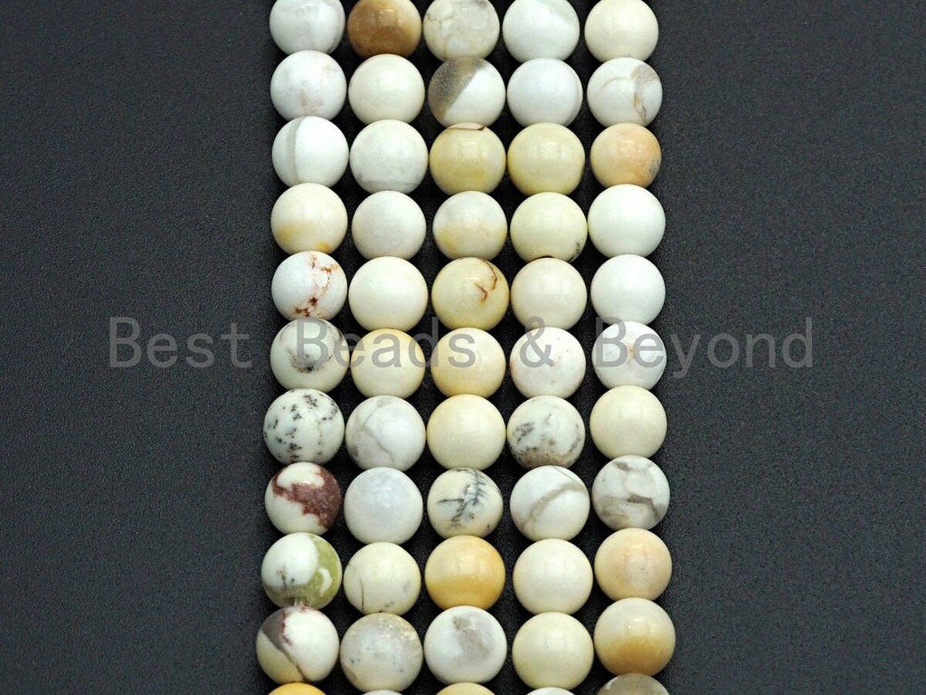 Natural Smooth Ivory Jade, 6mm/8mm/10mm/12mm, 15.5" Full Strand, Sku#U650