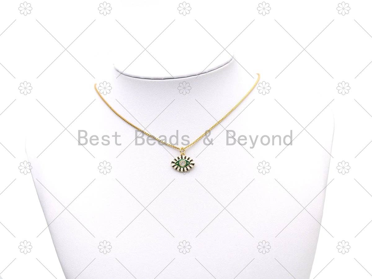 CZ Enamel Evil Eye Charm, Sku#Y563