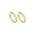 Clear CZ Gold Oval Link Hoop Earrings, Sku#LD526