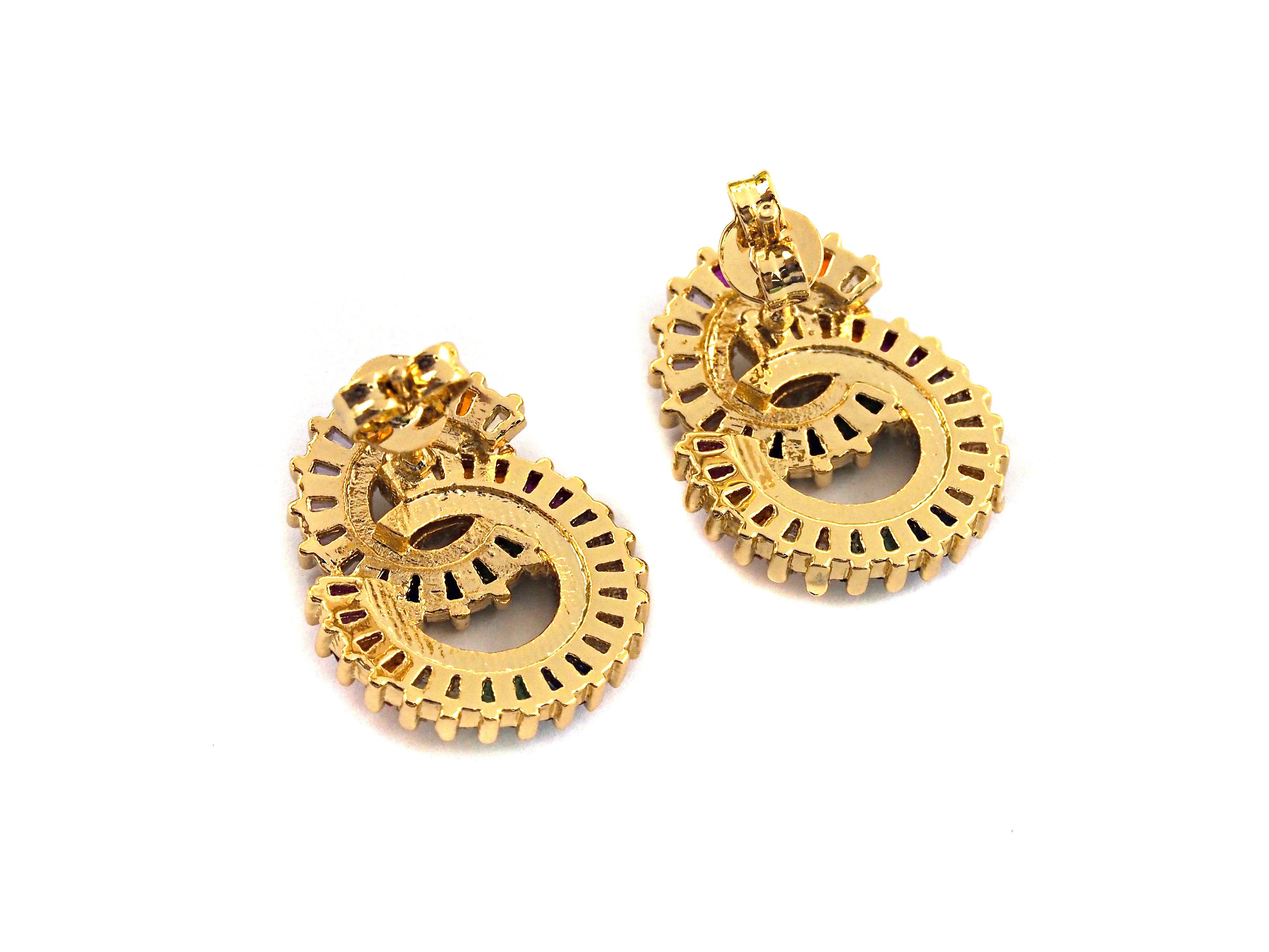Rainbow Twin Circles  Stud Earring, J132