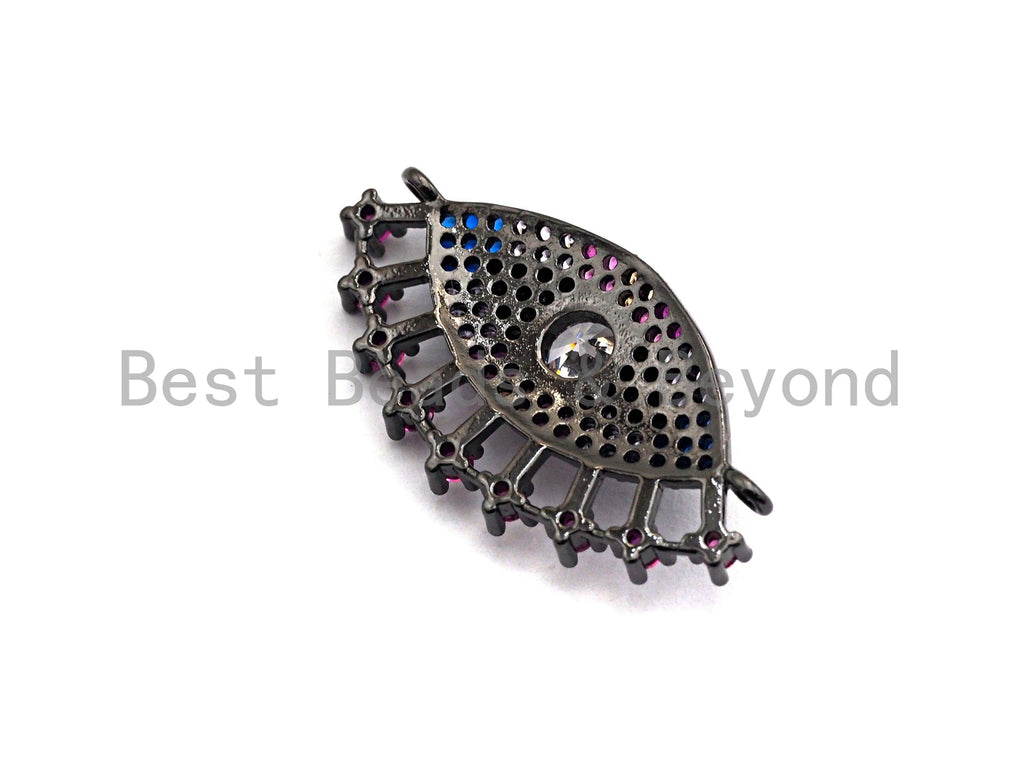 Colorful CZ Micro Pave Evil Eye With Long Eyelashes Connector for Bracelet/Necklace, Evil Eye Connector, 15x28mm,sku#E468C