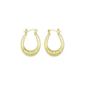 Gold Twisted Geometry Oval Hoop Earrings, Sku#Y946