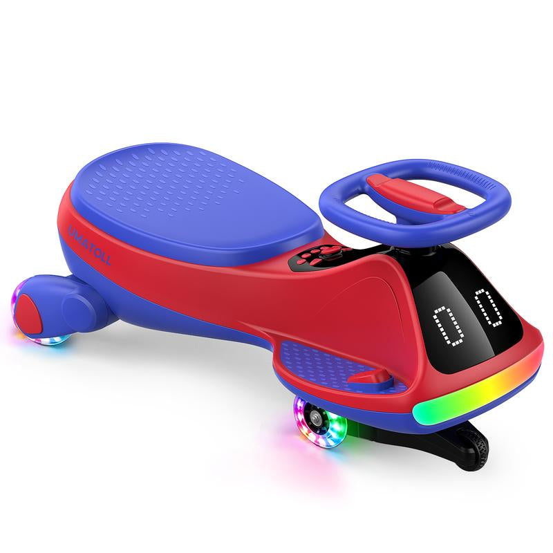 Umatoll 12V Electric Wiggle Car with Digital Display Screen, Pedal & RGBIC LED Lights, Ride on Toys, Bluetooth, Birthday Gifts